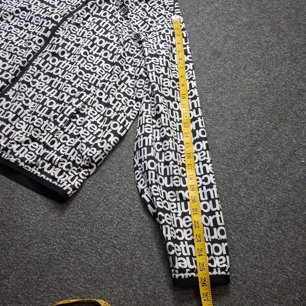 The North Face Mens Windwall Jacket Black White All Over Logo Print Large L